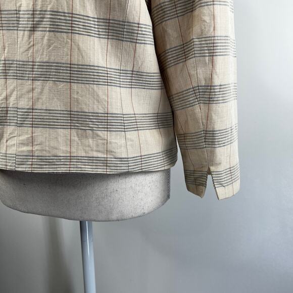 Vintage BCBG Maxazria Silk Blazer Striped Windowpane - Picture 12 of 13